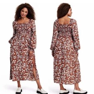 La Ligne x Target Women's Brown/White Floral Smocked Bodice Size 2X